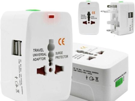 All in 1 UNIVERSAL INTERNATIONAL TRAVEL ADAPTER with 2 USB Port Charger Plug