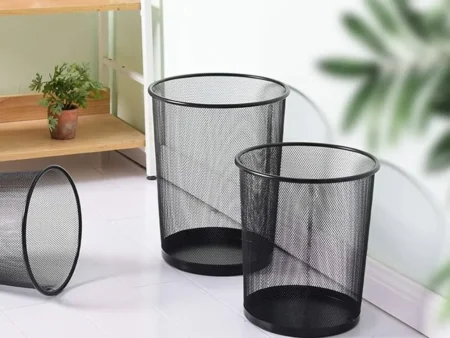 Iron Net Classical Trash Can, Simple Designed Garbage Can Ash Bin Dust Bin Trash Container for Home Office Kitchen Bathroom-Small