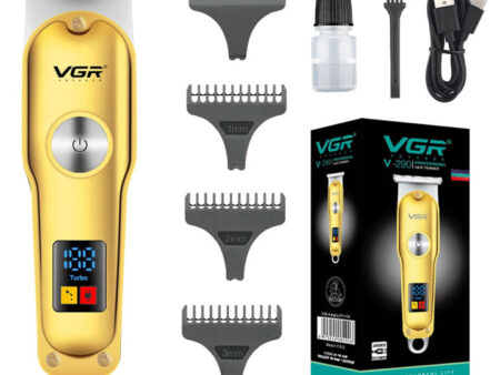VGR V-290 Digital Display Professional Cordless Hair Clipper Trimmer for Men